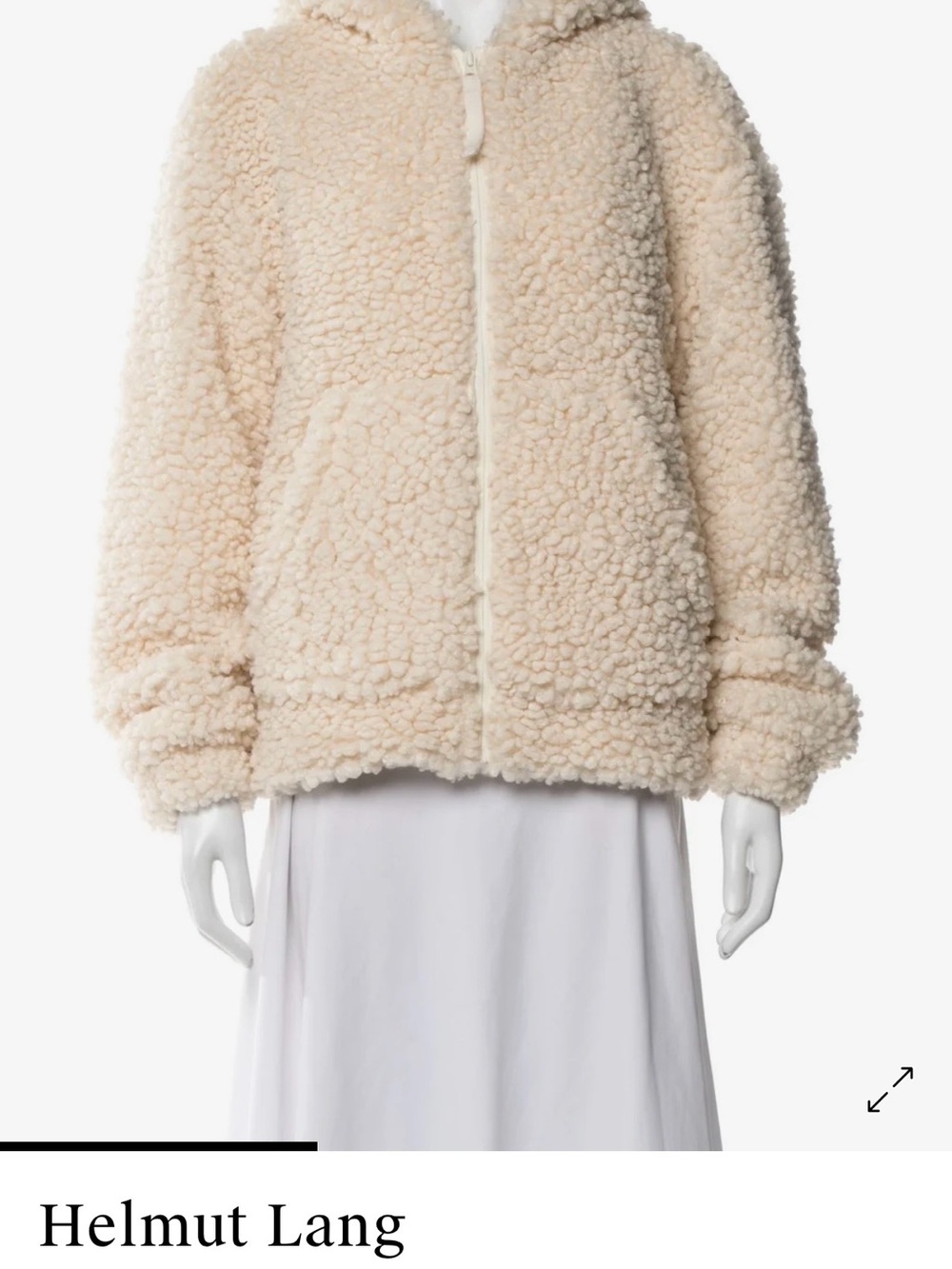 Helmut Lang Cream Teddy Sherpa Zip Jacket